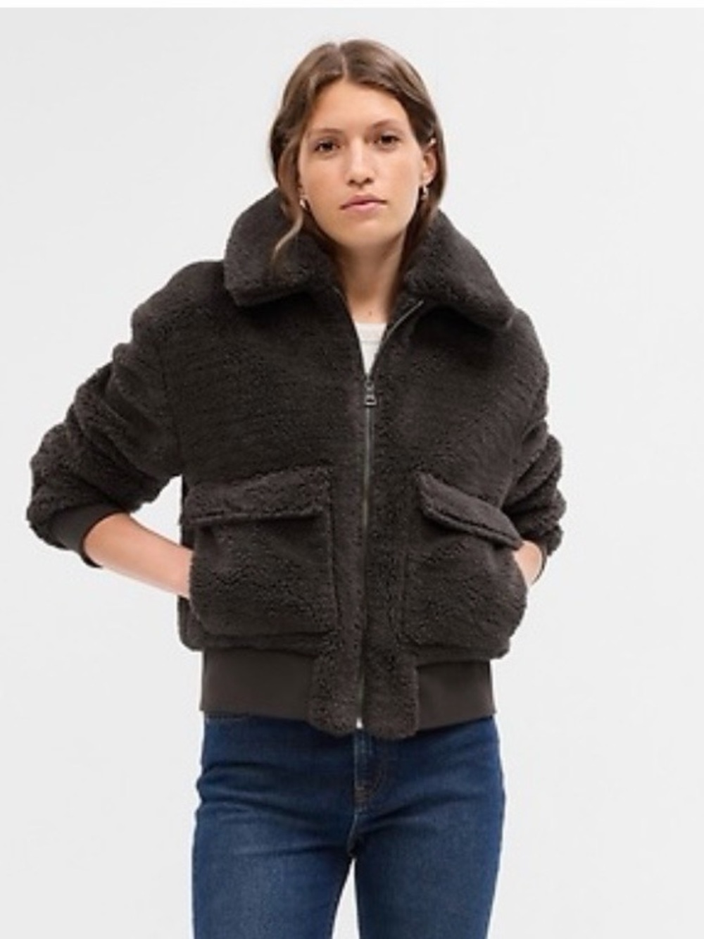 GAP Women’s Brown Sherpa Moto Jacket